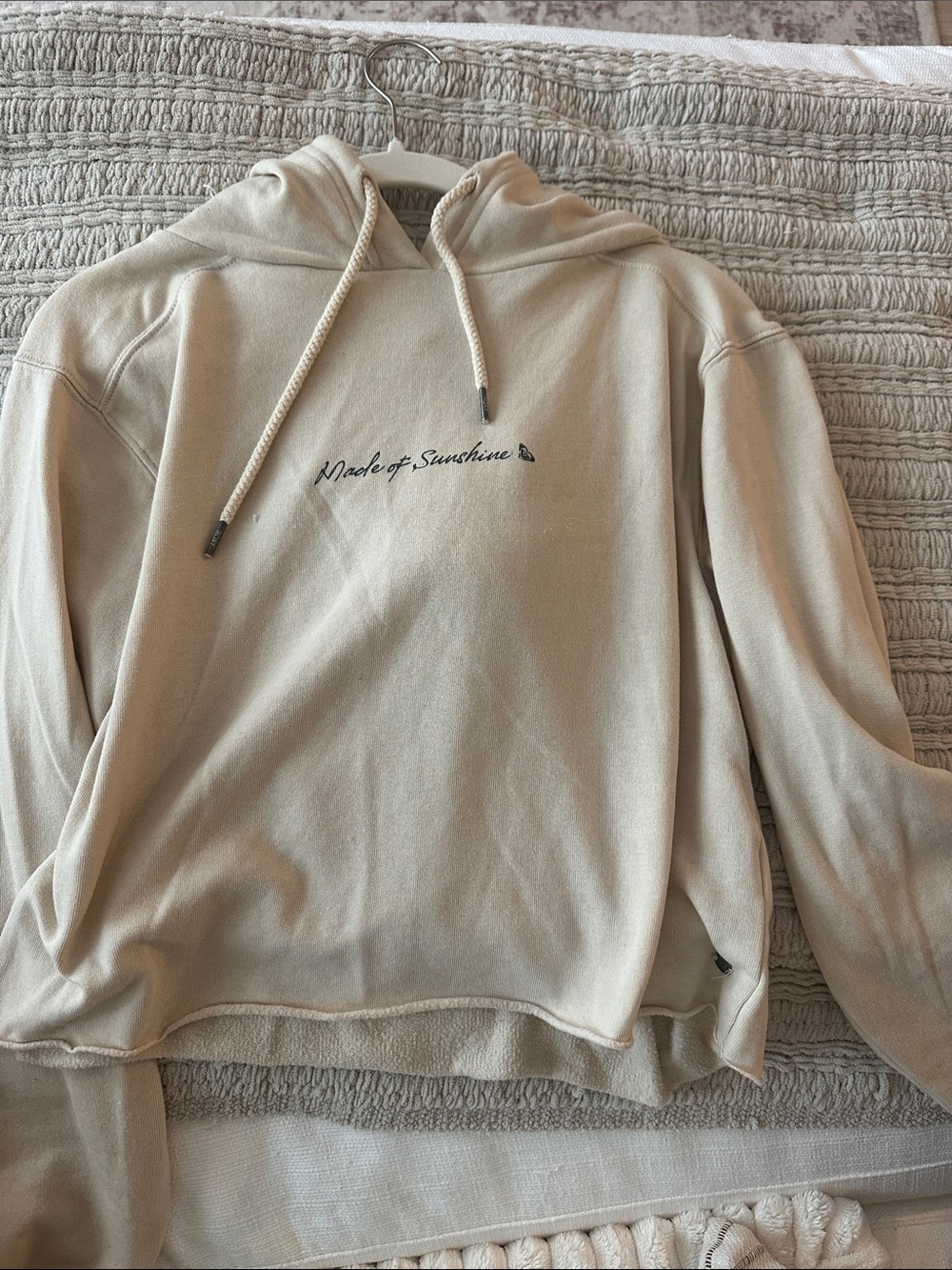 Roxy Cream Hooded Sweatshirt with Script Logo